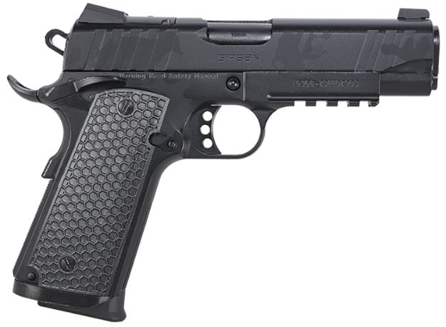 Picture of Girsan 391155 MC1911 C Influencer Compact 10mm Auto 9+1 4.40" Black Steel Barrel, Black Camo Optic Ready/Serrated Steel Slide & Frame w/Picatinny Rail & Beavertail, Black Polymer Grip