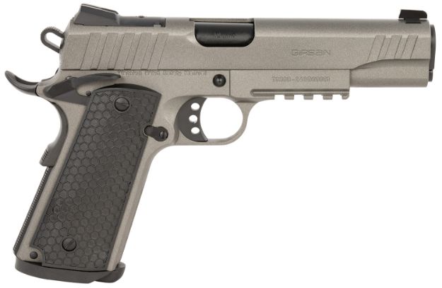 Picture of Girsan 391148 MC1911 S Influencer Full Size 10mm Auto 9+1 5" Black Steel Barrel, Tungsten Gray Cerakote Optic Ready/Serrated Steel Slide & Frame w/Picatinny Rail & Beavertail, Gray Polymer Grip