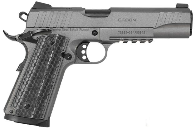 Picture of Girsan 391149 MC1911 S Influencer Full Size 38 Super 9+1 5" Black Steel Barrel, Tungsten Gray Cerakote Optic Ready/Serrated Steel Slide & Frame w/Picatinny Rail & Beavertail, Gray Polymer Grip