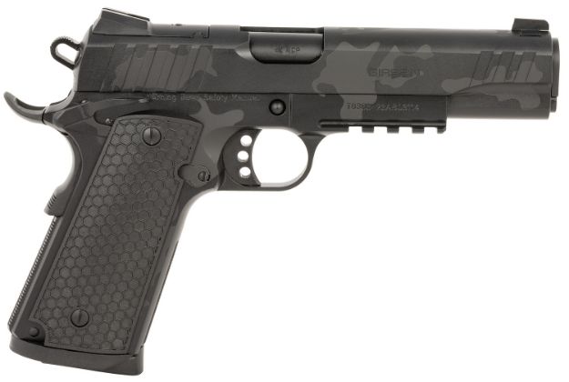 Picture of Girsan 391157 MC1911 S Influencer Full Size 45 ACP 8+1 5" Black Steel Barrel, Black Camo Optic Ready/Serrated Steel Slide & Frame w/Picatinny Rail & Beavertail, Black Polymer Grip