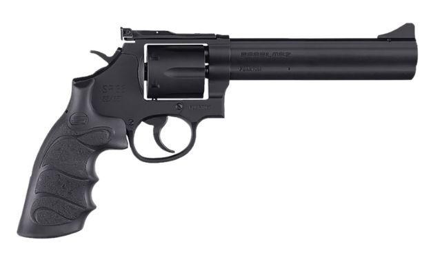 Picture of SAR USA SARSR38BL6 SAR SR  38 Special/357 Mag 6 Shot, 6" Black Steel Barrel, Cylinder & Frame w/Black Finger Groove Grip, Drop Safety/Hammer Block Safety, Exposed Hammer