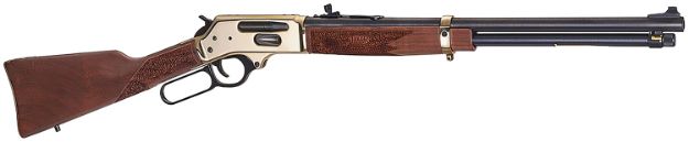 Picture of Henry  Side Gate  360 Buckhammer 5+1 20" Blued Barrel, Polished Brass Rec, American Walnut Furniture, Adj. Sights