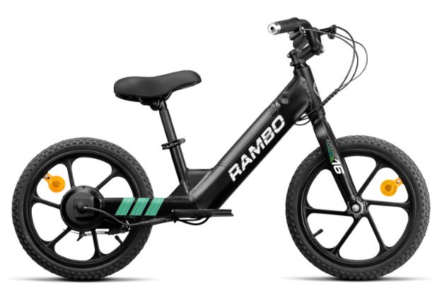 Picture of Rambo Bikes R250LB Lil' Whip Kids Matte Black, 16" Frame Single Speed, 250W Hub Motor, 14 mph Speed