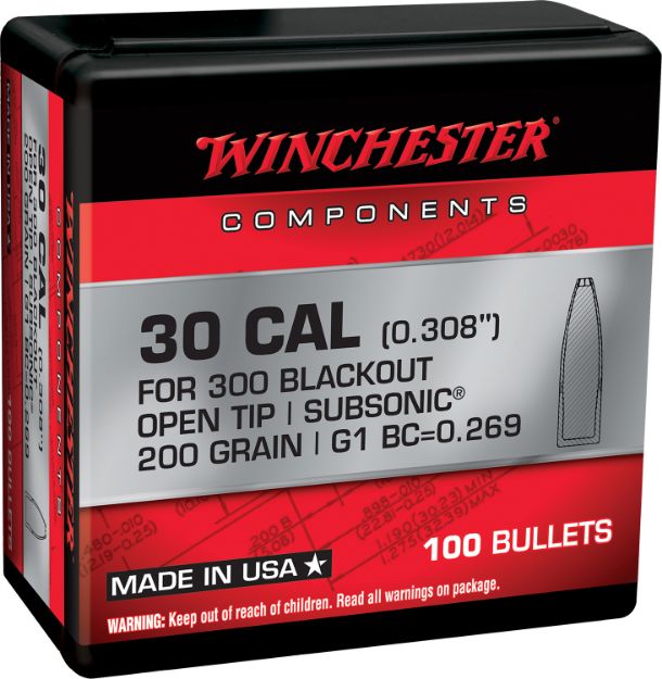 Picture of Winchester Ammo WB300B200X   300Blackout 200gr Open Tip 100 Per Box/10 Case