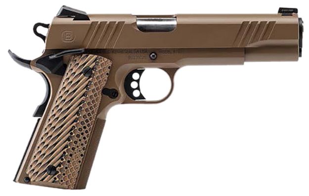 Picture of Bersa B19117050DEHB B1911  45 ACP 8+1 5" Stainless Steel Barrel, Flat Dark Earth Serrated Slide, Flat Dark Earth Stainless Steel Frame w/Beavertail, FDE VZ Grip