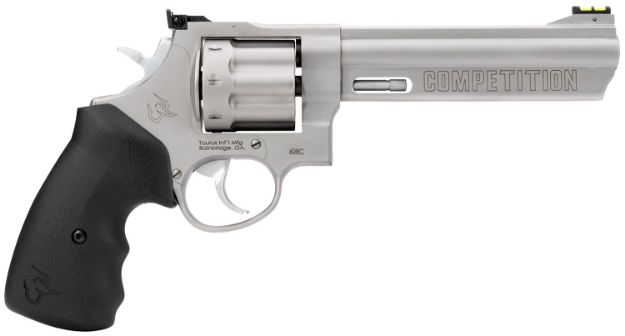 Picture of Taurus 2608069CMP 608 Competition 357 Mag/38 Special +P 8rd 6" Matte Stainless Steel Barrel, Cylinder & Frame, Black Finger Grooved Grip, Transfer Bar Safety, Exposed Hammer