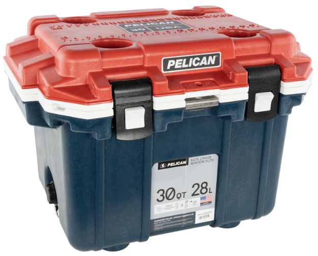 Picture of Pelican 30Q5BLUREDWHT Personal Cooler Elite Red/White/Blue Polypropylene 30 QT