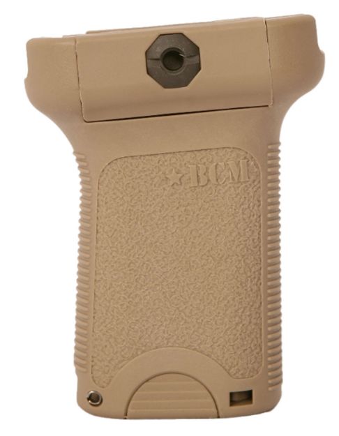 Picture of BCM VGSFDE BCMGunfighter Short Vertical Grip Made of Polymer With Flat Dark Earth Aggressive Textured Finish with Storage Compartment for Picatinny Rail