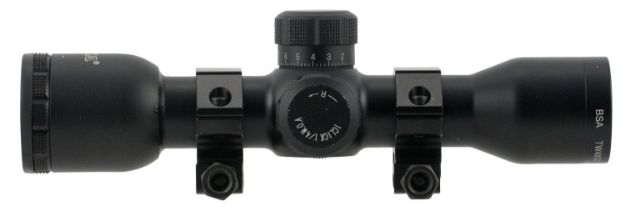 Picture of BSA TW4X30 Tactical Weapon  Black Matte 4x 30mm 1" Tube Mil-Dot Reticle Features AR & SKS Mounts & Rings