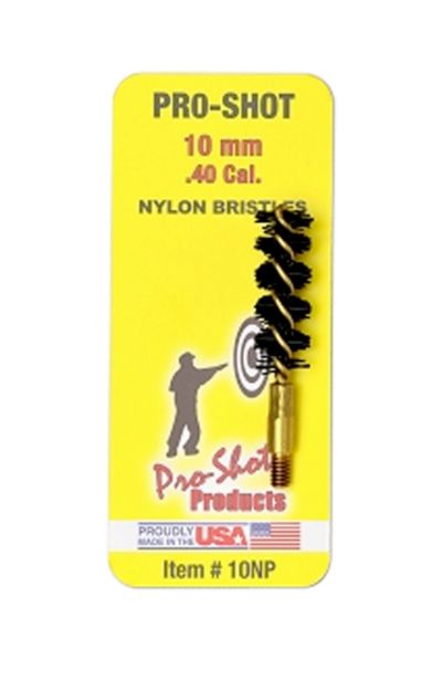 Picture of Pro-Shot 10NP Bore Brush  .40/ 10mm Cal Pistol #8-32 Thread Nylon Bristles Brass Core