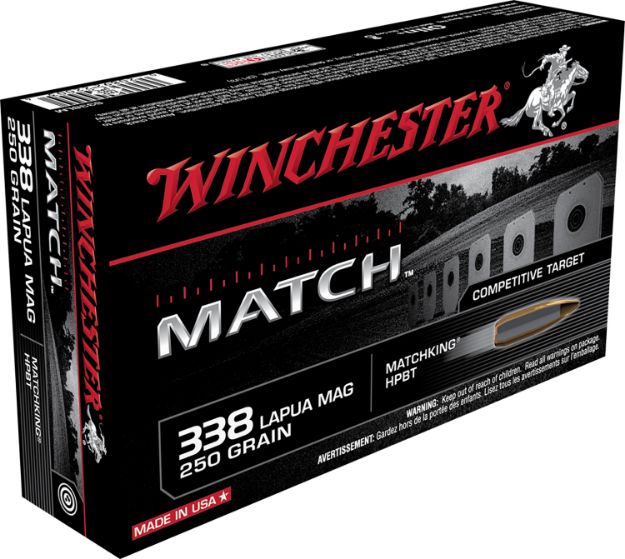 Picture of Winchester Ammo S338LM Match  338LapuaMag 250gr Sierra MatchKing BTHP 20 Per Box/10 Case