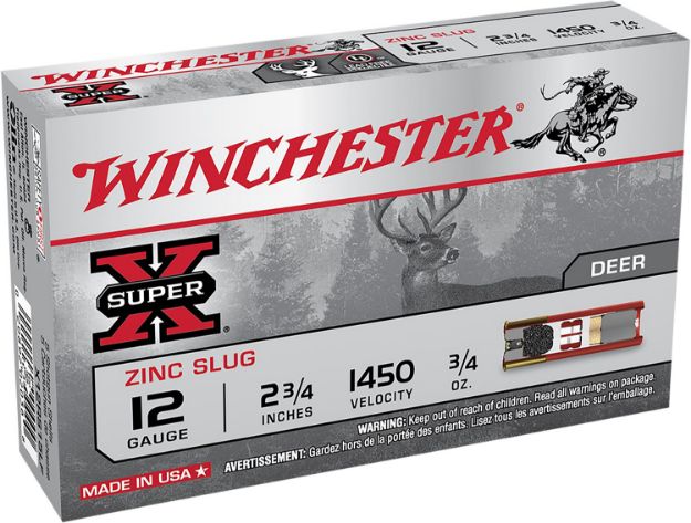 Picture of Winchester Ammo X12RS15LF Super X  12Gauge 2.75" 3/4oz Zinc Slug Shot 5 Box/50 Case