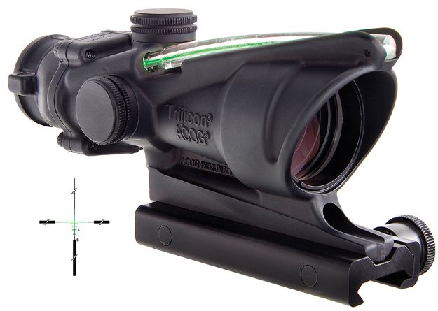 Picture of Trijicon 100209 ACOG  Black Hardcoat Anodized 4x32mm Illuminated Green Crosshair .223/5.56 BDC Reticle