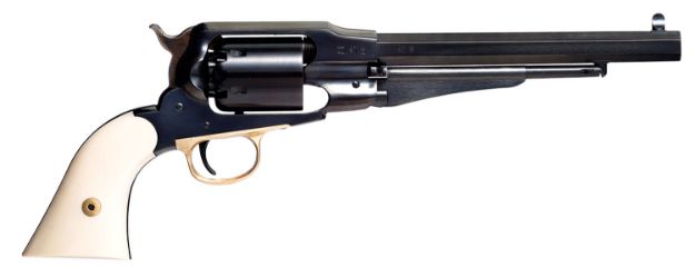 Picture of Taylors and Company 550778 Sodbuster Black Powder  SAO 44 Cal Striker Fire 8" 6rd Blued 2-Piece Ivory Grip