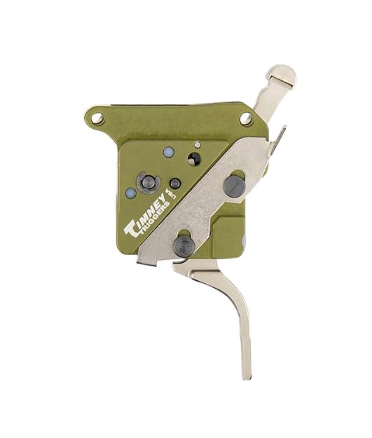 Picture of Timney Triggers 51716V2 Elite Hunter  Straight Trigger with 3 lbs Draw Weight & Green/Nickel Finish for Remington 700 Right