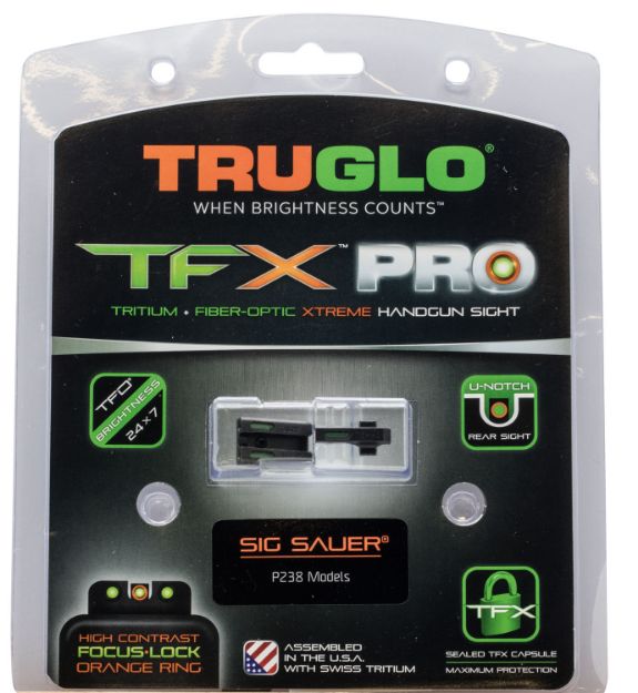 Picture of TruGlo TG13SG3PC TFX Pro  Black | Green Tritium & Fiber Optic Orange Outline Front Sight Green Tritium & Fiber Optic Rear Sight