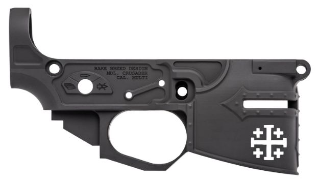 Picture of Spikes STLB600 Rare Breed Crusader Stripped Lower Receiver Multi-Caliber 7075-T6 Aluminum Black Anodized for AR-15