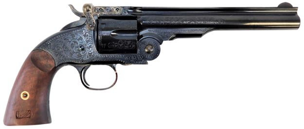 Picture of Taylors & Company 550644 Top Break Schofield 45 Colt (LC) 6rd 7" Blued Engraved Steel Walnut Grip