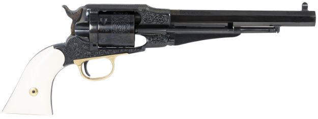 Picture of Taylors & Company 550761 Remington Conversion LawDawg 45 Colt (LC) Caliber with 8" Barrel, 6rd Capacity Cylinder, Overall Blued Engraved Finish Steel & 2-Piece Ivory Grip