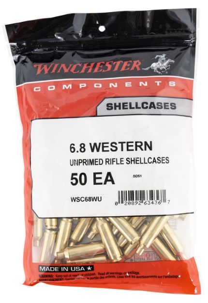 Picture of Winchester Ammo WSC68WU Unprimed Cases  6.8Western Rifle Brass 50/Bag