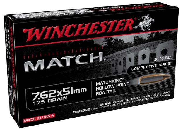 Picture of Winchester Ammo S76251M Match  7.62x51mmNATO 175gr Sierra MatchKing BTHP 20 Per Box/25 Case