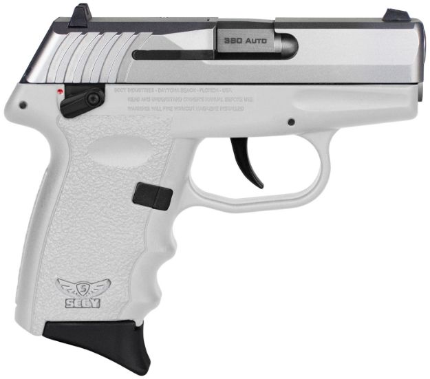 Picture of SCCY Industries CPX-4TTWT CPX-4  380 ACP 10+1 2.96" White Polymer Serrated SS Slide Finger Grooved White Polymer Grip