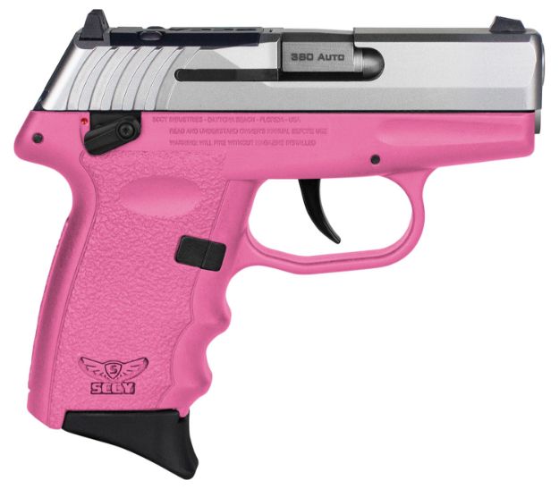 Picture of SCCY Industries CPX4TTPKRDRG3 CPX-4 RD 380 ACP 10+1 2.96" Pink Polymer/Serrated Stainless Steel Slide/Finger Grooved Pink Polymer Grip