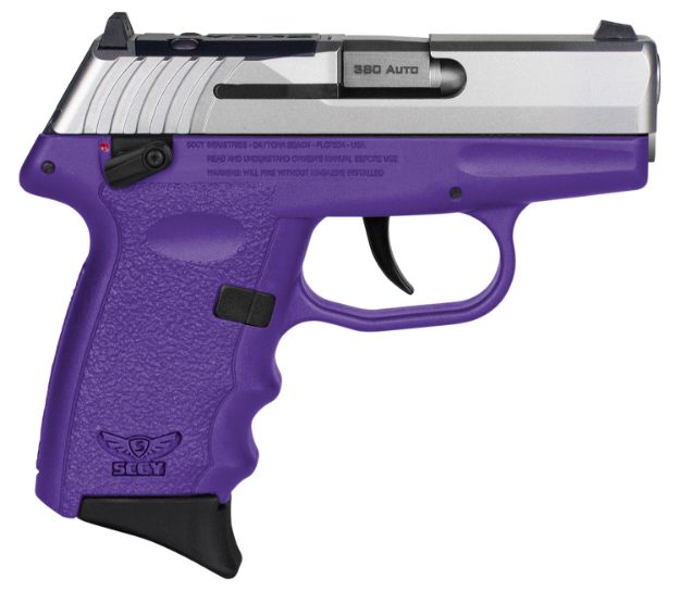 Picture of SCCY Industries CPX4TTPURDRG3 CPX-4 RD 380 ACP 10+1 2.96" Purple Polymer/Serrated Stainless Steel Slide/Finger Grooved Purple Polymer Grip