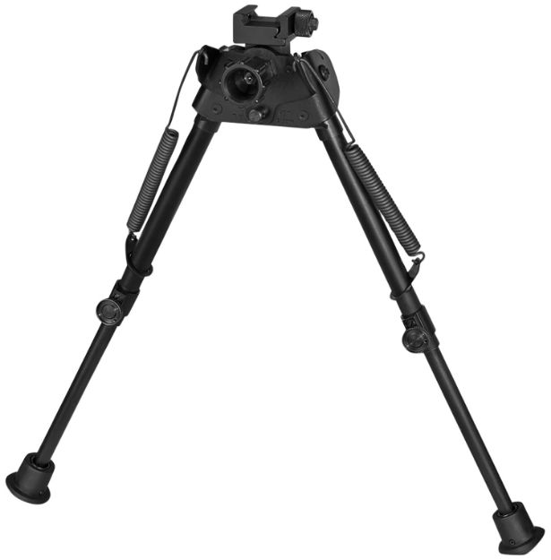 Picture of Harris Bipods S-LP Swivel L Picatinny, 9-13", Black Steel/Aluminum, Rubber Feet