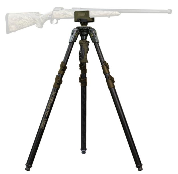 Picture of Primos 65900 Trigger Stick Apex Tripod made of Aluminum with Carbon Fiber/Flat Dark Earth Accent Finish, 28"-62" Vertical Adjustment & Rubber Feet