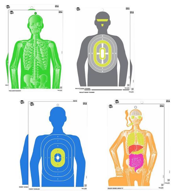 Picture of EZ-Aim 15645 Imposing Figure  Silhouette Paper Works w/Handgun/Shotgun/Airsoft Gun/BB Guns/Pellet Gun 12 x 18 Multi-Color 8 Pack