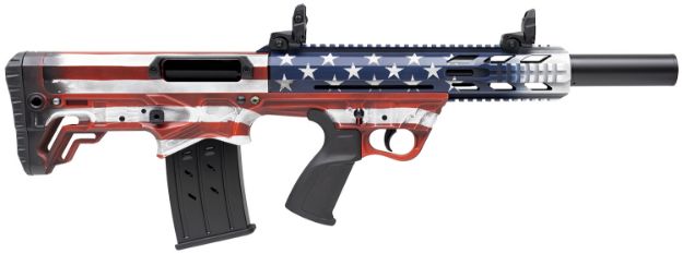 Picture of Gforce Arms GFY1USA GFY-1  12 Gauge 3" 5+1 18.50", Red, White & Blue American Flag, Bullpup with Pistol Grip Stock, Picatinny Rail with Flip Up Sights