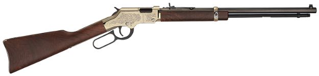 Picture of Henry H004D4 Golden Boy Deluxe 4th Edition 22 Short, 22 Long or 22 LR, 16 LR/21 Short Capacity, 20" Blued Octagon Barrel, Engraved Brasslite Rec, American Walnut Stock, Ad. Buckhorn Sights