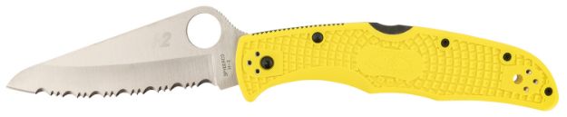 Picture of Spyderco C91SYL2 Pacific Salt 2 3.78" Folding Serrated Stonewashed H2 Steel/Blade Yellow FRN Handle