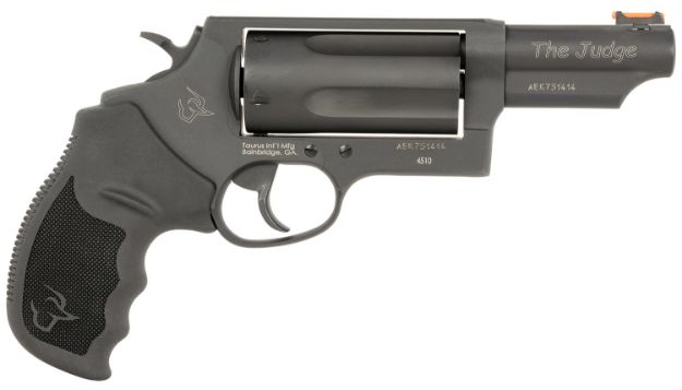 Picture of Taurus 24410P31MAG Judge T.O.R.O Magnum Compact Frame 45 Colt (Long Colt)/410 Gauge 5 3" Matte Black Oxide Steel Barrel, Cylinder & Frame, Black Rubber Grip, Transfer Bar Safety, Exposed Hammer