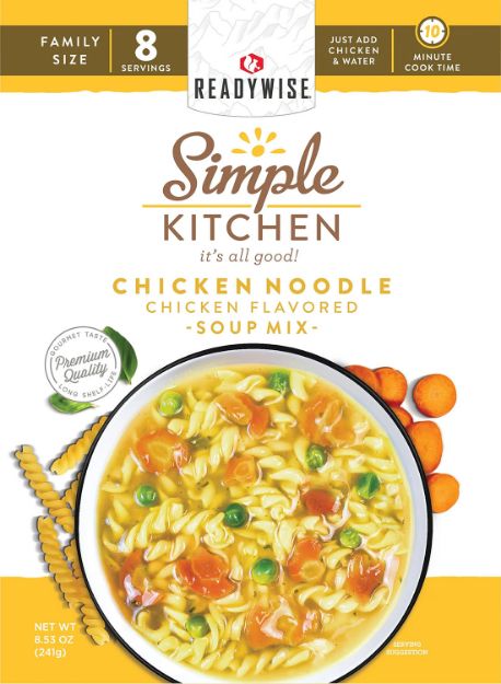 Picture of ReadyWise RWSK05062 Simple Kitchen Chicken Noodle Soup 8 Servings Per Pouch, 6 Per Case