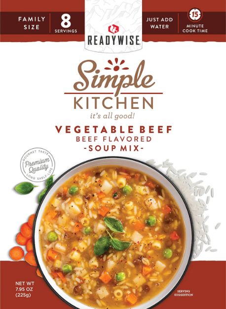 Picture of ReadyWise RWSK05067 Simple Kitchen Vegetable Beef Soup 8 Servings Per Pouch, 6 Per Case