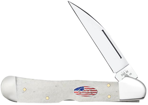 Picture of Case 14095 CopperLock  EDC Folding Clip Point Plain Mirror Polished Tru-Sharp SS Blade, Smooth Natural Bone Handle