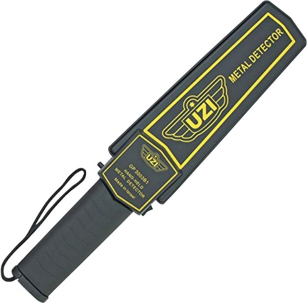 Picture of Uzi Accessories UZIHHSC1 Handheld Metal Detector Black/Yellow High-Impact Plastic Features LED Light