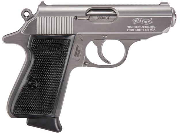 Picture of Walther Arms 4796004 PPK/S  380 ACP 7+1 3.30" Stainless Steel Barrel, Stainless Steel Serrated Zinc Alloy Slide, Stainless Aluminum Frame w/Beavertail, Black Polymer Grip, Manual Thumb Safety