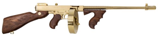 Picture of Thompson T150DTG 1927A-1 Deluxe 45 ACP Caliber with 16.50" Barrel, 20+1 Capacity (Stick), 50+1 Capacity (Drum), Titanium Gold Metal Finish, American Walnut Stock Wood Grip Right Hand