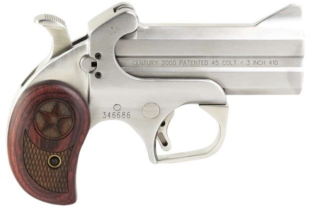 Picture of Bond Arms BAC2K Century 2000 45 Colt (LC)/410 Gauge 2rd 3.50"  Stainless Steel Double Barrel & Frame, Auto Extractor & Rebounding Hammer, Blade Front/Fixed Rear Sights, Rosewood Grip, Manual Safety