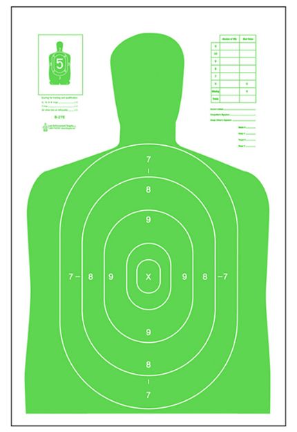 Picture of Action Target B27ELGR100 Qualification High Visibility Silhouette Paper 23"x35" Fluorescent Green/White 100 Per Box