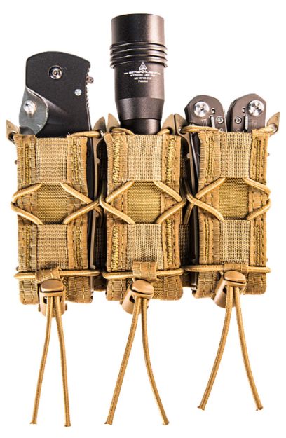 Picture of High Speed Gear 11PT03CB TACO Mag Pouch Triple Coyote Brown Nylon MOLLE Belts 2" Wide Compatible w/ Pistol