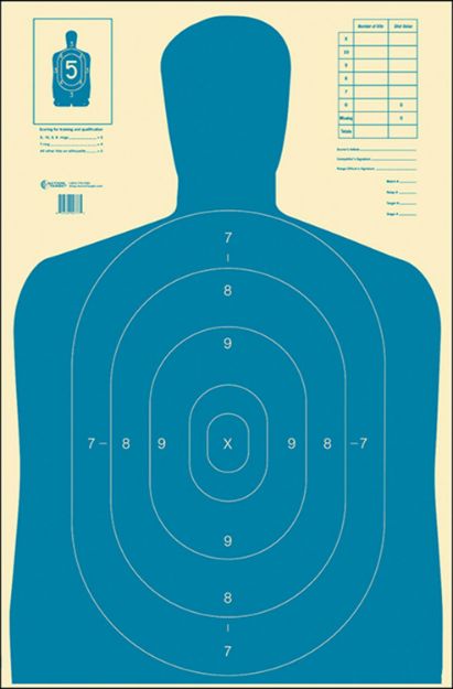 Picture of Action Target B27EBLUE100 Qualification Economy Silhouette Paper Hanging 23" x 35" Blue/White 100 Per Box