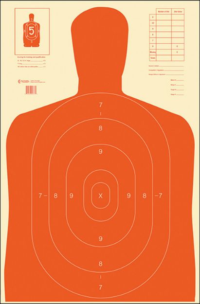 Picture of Action Target B27ERED100 Qualification Economy Silhouette Paper Hanging 23" x 35" Red/White 100 Per Box