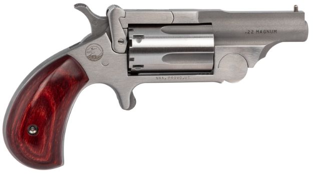 Picture of North American Arms 22MCR Ranger II  22 LR or 22 WMR Caliber with 1.63" Barrel, 5rd Capacity Cylinder, Overall Stainless Steel Finish & Rosewood Birdshead Grip Includes Cylinder