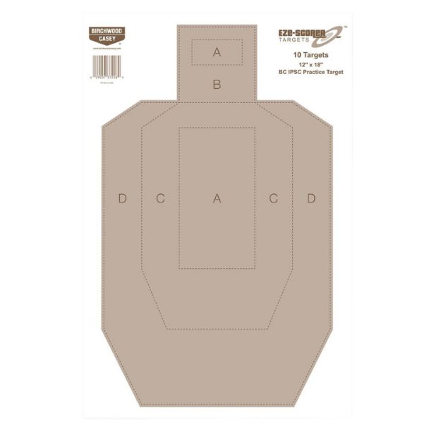 Picture of Birchwood Casey 37206 EZE-Scorer  IPSC Silhouette Paper Hanging Universal 12" x 18" Tan 10 Pk.