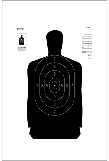 Picture of Action Target B34100 Qualification  Silhouette Paper Hanging 25 yds 17.50" x 23" Black/White 100 Per Box