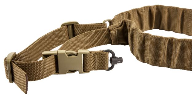 Picture of Blue Force Gear UDC200BGPBCB UDC Sling made of Coyote Tan Cordura with 35"-55" OAL, 2" W, Padded Bungee Single-Point Design & Push Button Adaptor for AR Platform